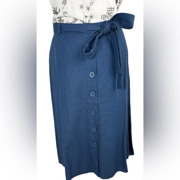 Band Of Gypsies Blue Button Down Grannycore Cottagecore Prairie Midi Skirt - Picture 2 of 7